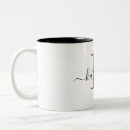 Schwarze Gold Monogramm Elegantes Schriftzug Name  Zweifarbige Tasse
