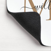 Schwarze & Gold Monogramm Name Hochzeit Mousepad (Ecke)
