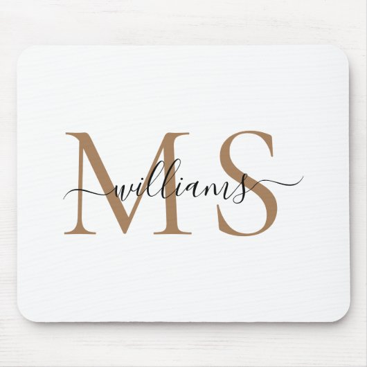 Schwarze & Gold Monogramm Name Hochzeit Mousepad (Vorne)
