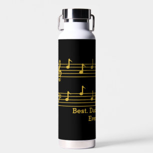 SCHWARZE GOLD MUSIKNOTEN BEST VATER JE TREBLE BASS TRINKFLASCHE