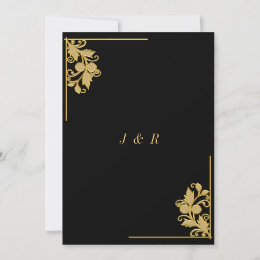Schwarze Gold-Ornamente Hochzeitsvorlage (Rückseite)