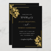 Schwarze Gold-Ornamente Hochzeitsvorlage (Vorne/Hinten)