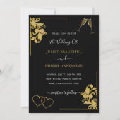 Schwarze Gold-Ornamente Hochzeitsvorlage (Vorderseite)