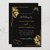 Schwarze Gold-Ornamente Hochzeitsvorlage (Vorne/Hinten)