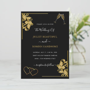 Schwarze Gold-Ornamente Hochzeitsvorlage