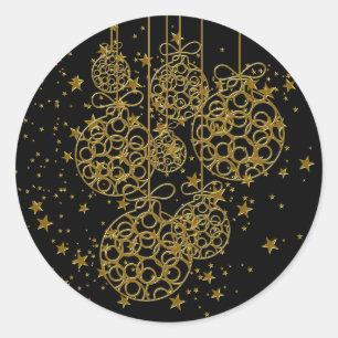 Schwarze Gold Ornamente Stern Weihnachtsaufkleber Runder Aufkleber