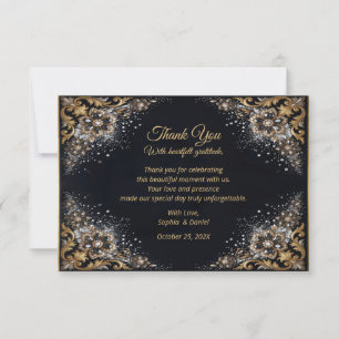 Schwarze Gold-Perlen-Diamant-Bogen-Luxus-Formality Dankeskarte