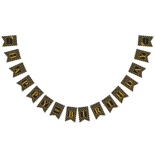 Schwarze Gold Polka Dot Glam Design buntgeflags Wimpelkette (Alle)