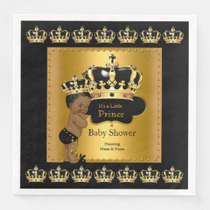 Schwarze Gold Prinz Krone Baby Shower Ethnisch Serviette