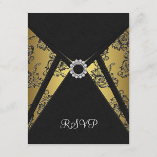 Schwarze Gold-RSVP-Karte RSVP Karte