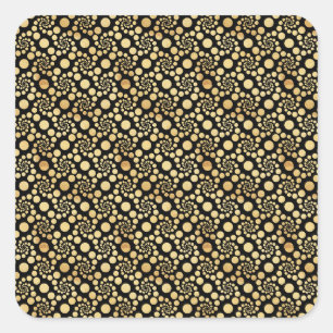 Schwarze Gold Spiralpunkte Wiederholung Muster Quadratischer Aufkleber