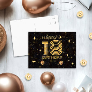 Schwarze Gold tanzende Disco-Kugel 18. Glücklicher Postkarte