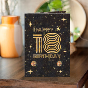 Schwarze Gold tanzende Disco-Kugel 18. Happy Birth Karte