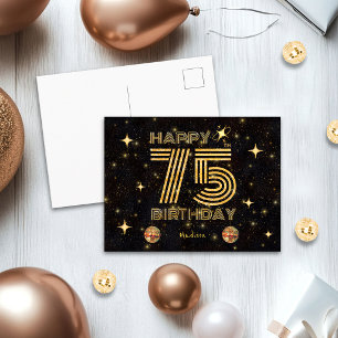 Schwarze Gold tanzende Disco-Kugel 75. Geburtstag Postkarte