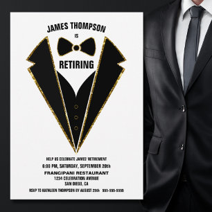 Schwarze Gold-Tuxedo-Ruhestandsfeier Einladung