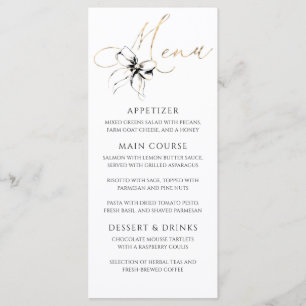 Schwarze Gold-Typografie-Schleife Elegante Party-S Menükarte