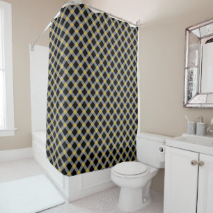 SCHWARZE GOLD-ÜBERPRÜFTE PATTERN-DUSCHE DUSCHVORHANG