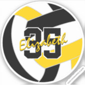 Schwarze Gold-Volleyball-Mannschaftsfarben Aufkleber (Vorderseite)