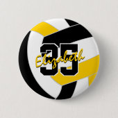 Schwarze Gold-Volleyball-Mannschaftsfarben Button (Vorderseite)