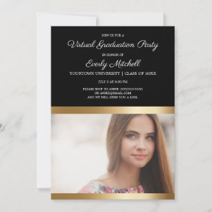 Schwarze Gold Weiße Streifen Virtuelle Abschlussfe Save The Date