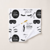 Schwarze Gold Wimpern Glam Badhandtuch Set (Waschlappen)