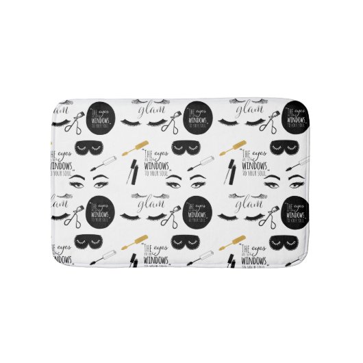 Schwarze Gold Wimpern Glamour Badematte (Vorderseite)