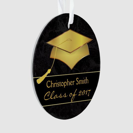 Schwarze Goldabsolvent-Kappe - Ornament (Vorderseite)