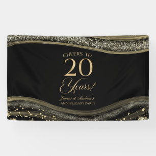 Schwarze Goldachat 20. Hochzeitstag-Party Banner