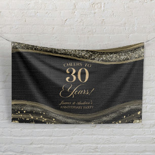 Schwarze Goldachat 30. Hochzeitstag-Party Banner
