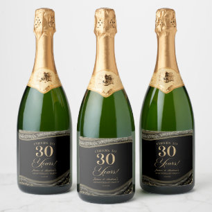 Schwarze Goldachat 30. Hochzeitstag-Party Schaumweinetikett