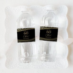 Schwarze Goldachat 60. Hochzeitstagparty Wasserflaschenetikett