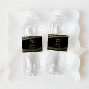 Schwarze Goldachat 70. Hochzeitstagparty Wasserflaschenetikett