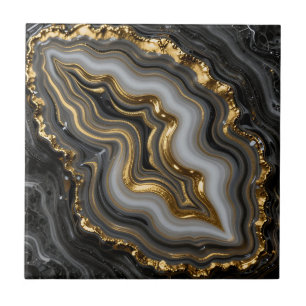 Schwarze Goldachat-Geode Luxus-Marmor Fliese