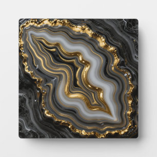 Schwarze Goldachat-Geode Luxus-Marmor Fotoplatte