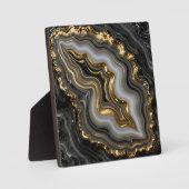 Schwarze Goldachat-Geode Luxus-Marmor Fotoplatte (Vorderseite)
