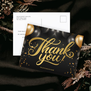 Schwarze Goldballons Geschäft Danke Postkarte