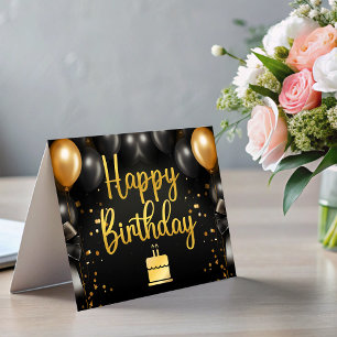 Schwarze Goldballons Geschäft Geburtstagskarte Einladung
