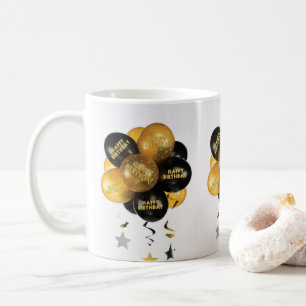 Schwarze Goldballons-Tasse zum Geburtstag Kaffeetasse
