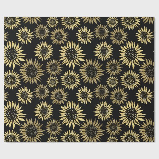 Schwarze Goldblume Geschenkpapier (Flach)