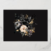 Schwarze Goldblumenhochzeit Folieneinladung (Rückseite)