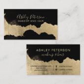 Schwarze Goldbrushstrokehaar-Make-uptypographie Visitenkarte (Vorne/Hinten)