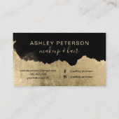 Schwarze Goldbrushstrokehaar-Make-uptypographie Visitenkarte (Rückseite)
