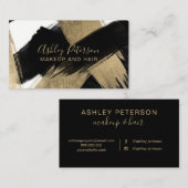 Schwarze Goldbrushstrokeshaar-Make-uptypographie Visitenkarte (Vorne/Hinten)
