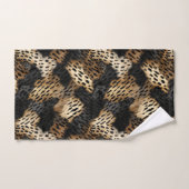 Schwarze Goldcreme-Leopard-Tierdruck Badhandtuch Set (Handtuch)