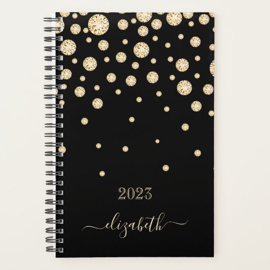 Schwarze Golddiamanten - Monogramm 2023 Planer (Vorderseite)