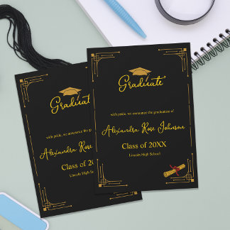 Schwarze & Goldene Abitur-Ankündigung Einladung
