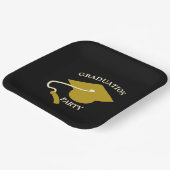 Schwarze Goldene Abschlussfeier Papier Teller (Gewinkelt)