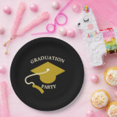Schwarze Goldene Abschlussfeier Papier-Teller Pappteller (Party)