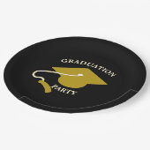 Schwarze Goldene Abschlussfeier Papier-Teller Pappteller (Schrägansicht)