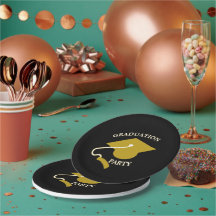 Schwarze Goldene Abschlussfeier Papier-Teller